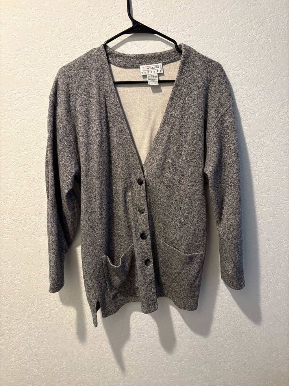 Talbots Gray V-Neck Button-Front Cardigan
